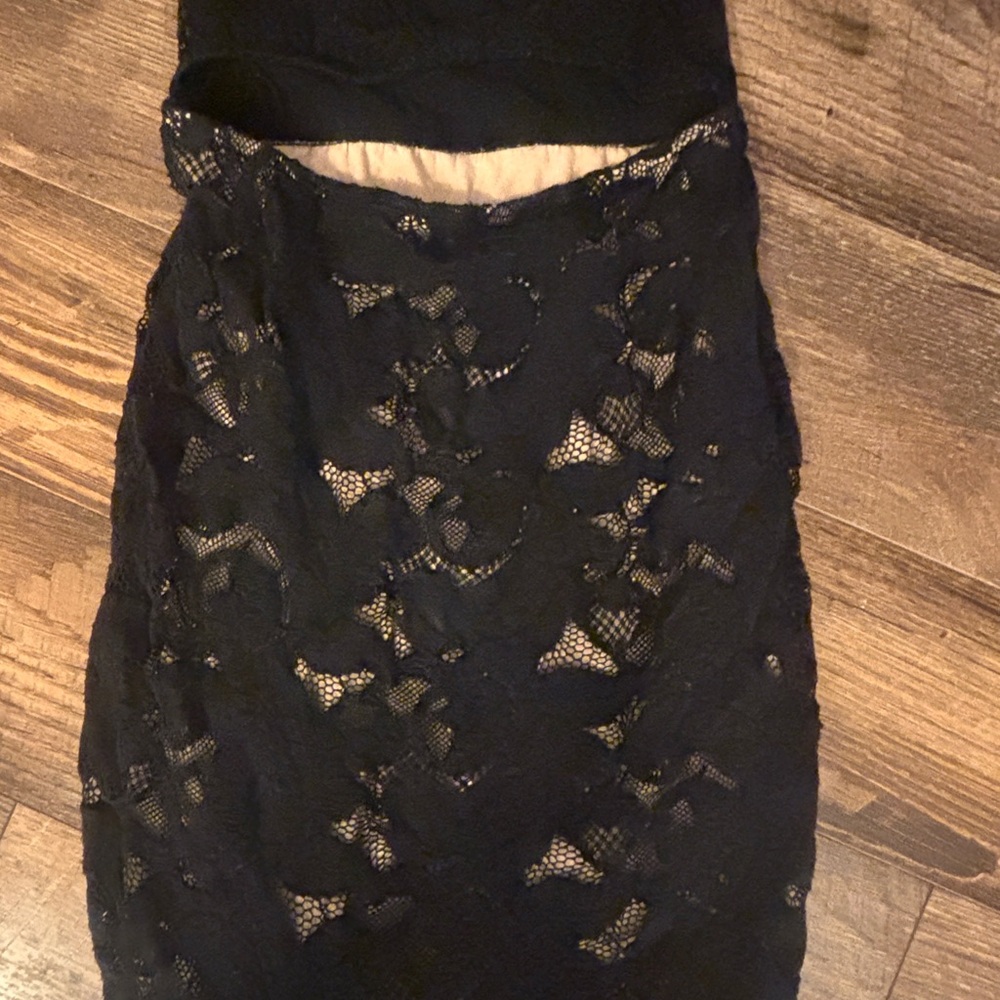Anthro Nightcap Black Lace Cocktail Dress XS Cutout Strapless Bodycon Evening - Picture 2 of 5